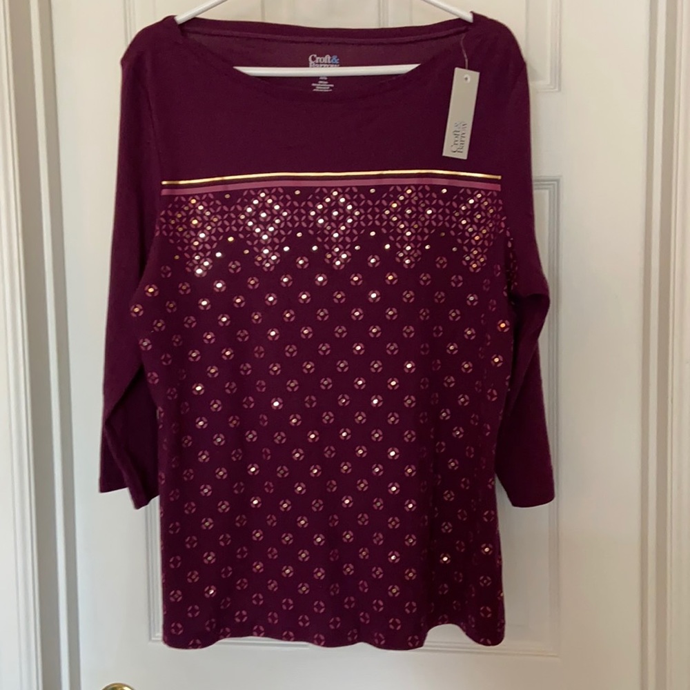 NWT Embellished Croft & Barrow Top